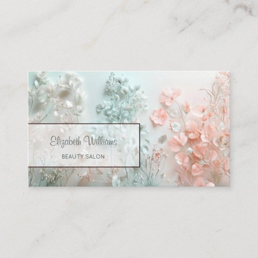 Carte De Visite Pastel 3D Boho Flowers (Devant)