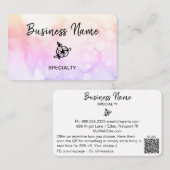 Carte De Visite *~* Pastel Abstrait Ombre Peach Logo QR Girly (Devant / Derrière)