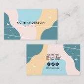 Carte De Visite Pastel Abstrait Professionnel (Devant / Derrière)