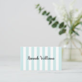 Carte de visite Pastel Aqua et Rayures Blanches (Debout devant)
