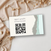 Carte De Visite Pastel Aqua Grea Kraft Mountain Wave QR Code