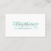 Carte De Visite Pastel Aqua & Grey Aquarelle Signature Script (Devant)