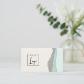Carte De Visite Pastel Aqua Grey Kraft Mountain Logo Tordu Edge (Debout devant)