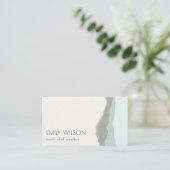 Carte De Visite Pastel Aqua Grey Kraft Mountain Wave Tordu Edge (Debout devant)