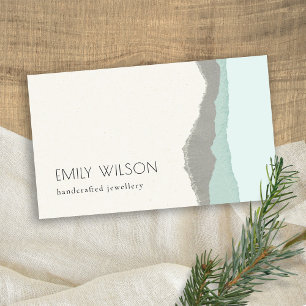 Carte De Visite Pastel Aqua Grey Kraft Mountain Wave Tordu Edge
