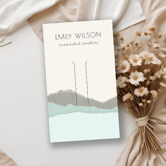 Carte De Visite Pastel Aqua Kraft Mountain Wair Clip Display