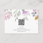 Carte De Visite Pastel Aquarelle Fleur rustique avec QR (Dos)