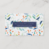 Carte De Visite Pastel Aquarelles Feuilles & Berries Motif (Devant)