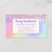 Carte De Visite Pastel Arc-en-ciel dégradant et Parties scintillan (Dos)