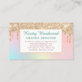 Carte De Visite Pastel Arc-en-ciel dégradant & Parties scintillant (Dos)