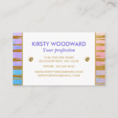 Carte De Visite Pastel Arc-en-ciel dégradé et brosse d'or (Dos)