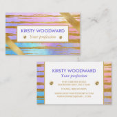 Carte De Visite Pastel Arc-en-ciel dégradé et brosse d'or (Devant / Derrière)