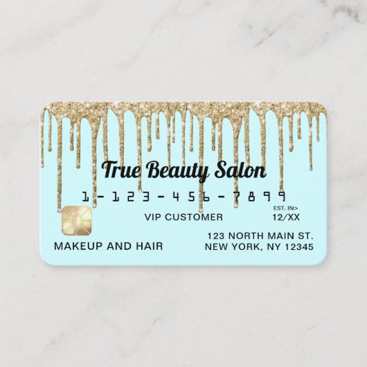 Carte De Visite Pastel Bébé Bleu Parties scintillant d'or Drives C (Devant)