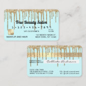 Carte De Visite Pastel Bébé Bleu Parties scintillant d'or Drives C (Devant / Derrière)