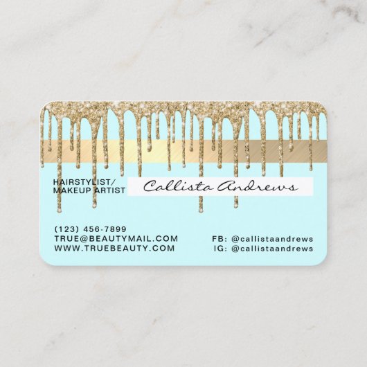 Carte De Visite Pastel Bébé Bleu Parties scintillant d'or Drives C (Dos)