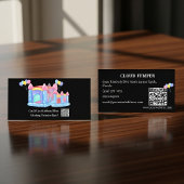 Carte De Visite Pastel Black Bounce House Rentations QR Code