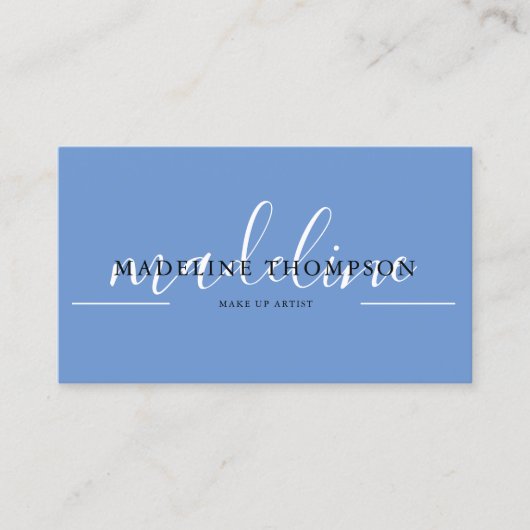 Carte De Visite Pastel Blue Calligraphy Script code QR (Devant)