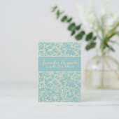 Carte De Visite Pastel Blue Et Creme Floral Damas (Debout devant)