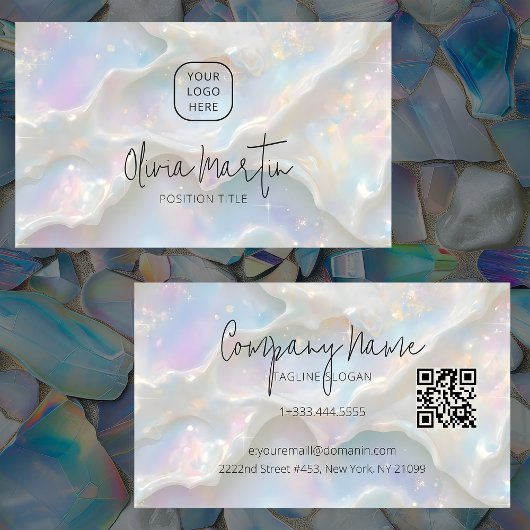 Carte De Visite Pastel Blue Opal Aesthetic Background