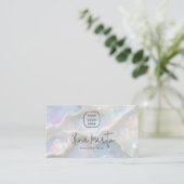 Carte De Visite Pastel Blue Opal Aesthetic Background (Debout devant)