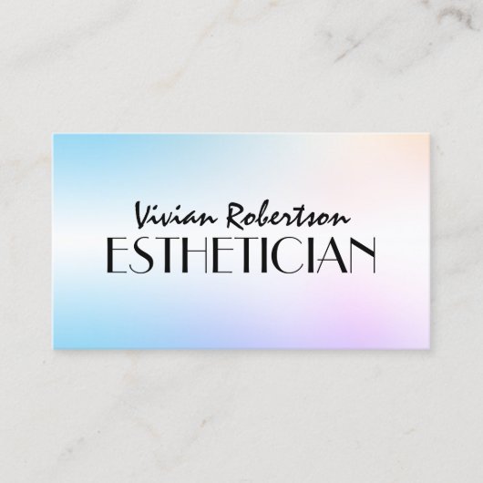 Carte De Visite Pastel blue purple faux metallic esthetician (Devant)