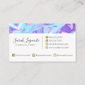 Carte De Visite Pastel Blue & Purple Marble Texture liquide (Dos)