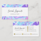 Carte De Visite Pastel Blue & Purple Marble Texture liquide (Devant / Derrière)