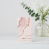 Carte De Visite Pastel Blush doux Rose Or Agate Marbre Texture (Debout devant)