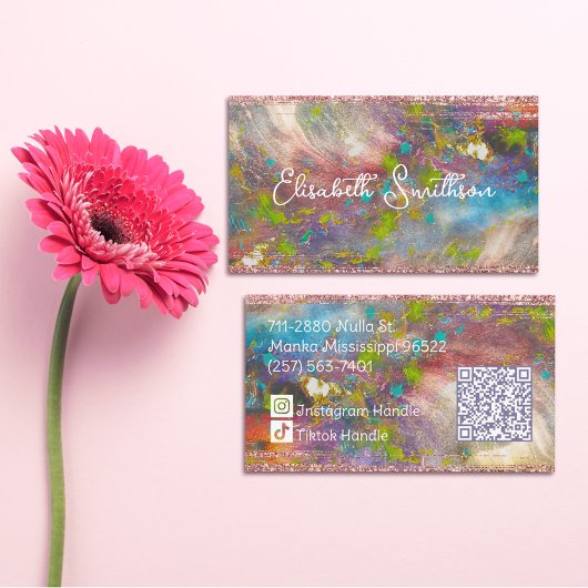 Carte De Visite Pastel Blush Holographique Rose Parties scintillan