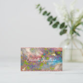 Carte De Visite Pastel Blush Holographique Rose Parties scintillan (Debout devant)