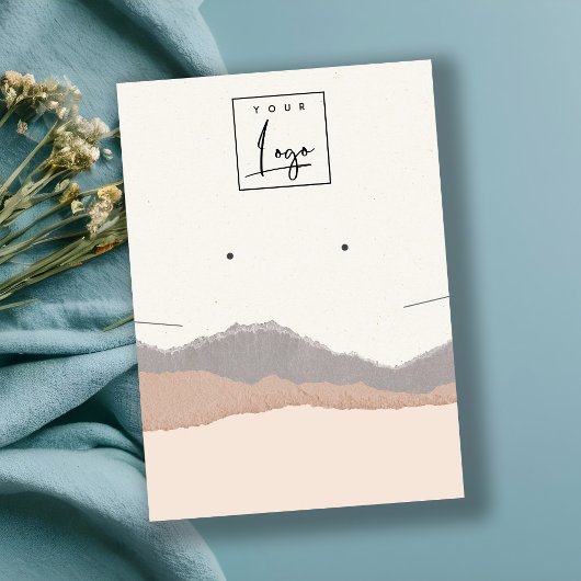 Carte De Visite Pastel Blush Kraft Mountain Wave Earring Necklace