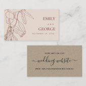 CARTE DE VISITE PASTEL BLUSH LINE DESSIN MARIAGE FLORAL (Devant / Derrière)