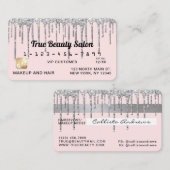 Carte De Visite Pastel Blush rose argent Parties scintillant Drive (Devant / Derrière)