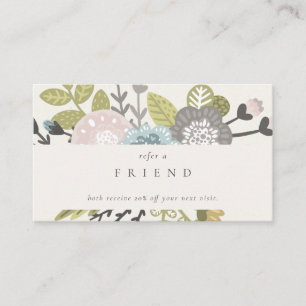 Carte De Visite Pastel Boho Blush Blue Green Floral Référer Un Ami