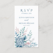 Carte De Visite Pastel Botanique Mariage-RSVP-QR code- (Devant)