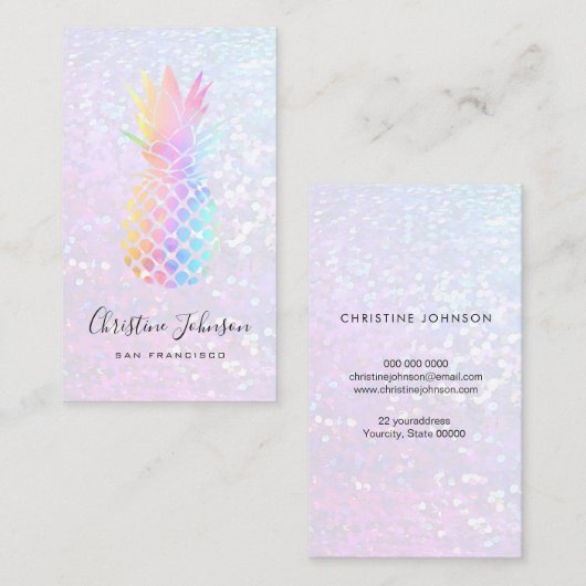 Carte De Visite pastel coloré à l'ananas (Devant / Derrière)