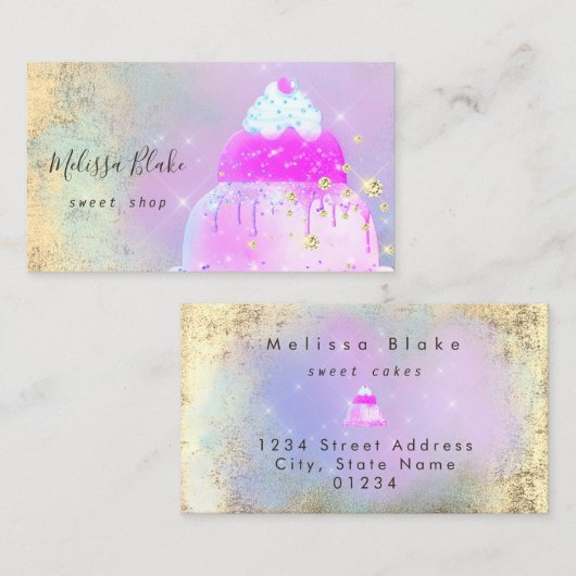Carte De Visite pastel colors cake logo (Devant / Derrière)