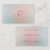 Carte De Visite Pastel Colors Moderne Monogramme Professionnel Élé (Devant / Derrière)