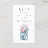 Carte De Visite Pastel Coral-Beach Wedding-RSVP-QR code- (Devant)