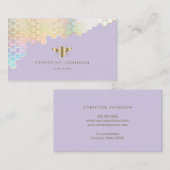 Carte De Visite pastel couleurs abeille nid d'abeille sur lavande (Devant / Derrière)