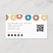 Carte De Visite Pastel Donuts & Sprinkings Pâtisserie Chef QR Code (Dos)