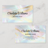 Carte De Visite Pastel Faux Holographique Élégant Pastel Opal (Devant / Derrière)