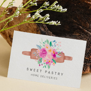 Carte De Visite Pastel floral aquarelle pâtisserie boulangerie rou