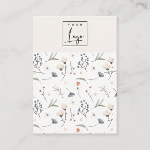 Carte De Visite Pastel Floral Blue Rust Logo Collier Bande