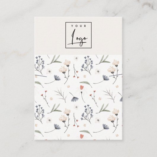 Carte De Visite Pastel Floral Blue Rust Logo Collier Bande (Devant)