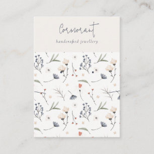 Carte De Visite Pastel Floral Blue Rust Script Porteur Collier