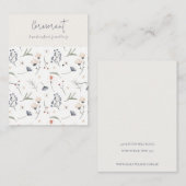 Carte De Visite Pastel Floral Blue Rust Script Porteur Collier (Devant / Derrière)