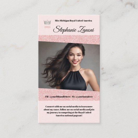 Carte de visite Pastel Glitz Pageant | Code QR (Devant)