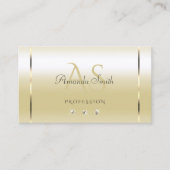 Carte De Visite Pastel Gold Crème effet Sparkle Diamonds Initiales (Devant)