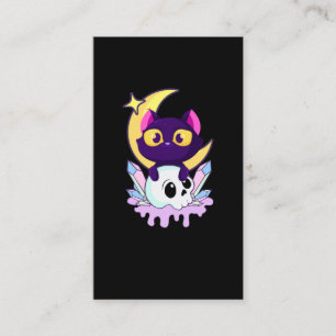 Carte De Visite Pastel Goth Moon Wiccan Animal Cat Crâne